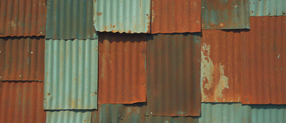 Aufkleber - Texture of corrugated metal showcasing a ribbed surface with an industrial style