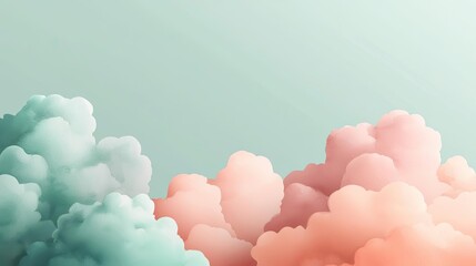 Poster - Whimsical watercolor idea. Soft pastel clouds blending in a serene sky, perfect for calming backgrounds.