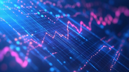 Poster - A colorful heartbeat graph flowing smoothly across a digital display, representing the life force and energy of a beating heart in a captivating design