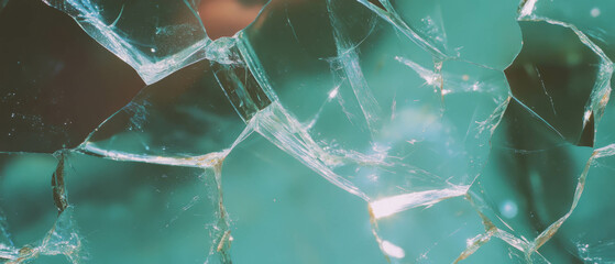 Poster - Cracked glass texture showcasing sharp edges and intricate fragmented patterns