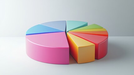Aufkleber - A corporate-style pie chart showing a financial breakdown of company profits, with sections for expenses, taxes, and net revenue, placed on a simple gradient background.