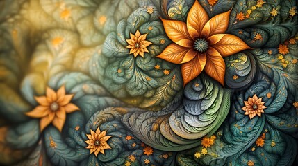 Wall Mural - a detailed and intricate fractal pattern in shade background