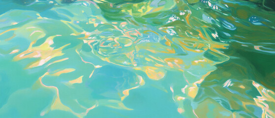 Poster - Crystal-clear turquoise water reflecting light with gentle ripples in a tranquil setting