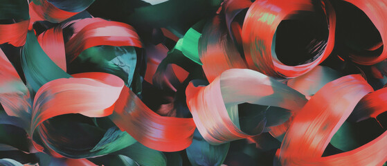 Poster - Colorful curled ribbons in spirals create a lively and playful texture