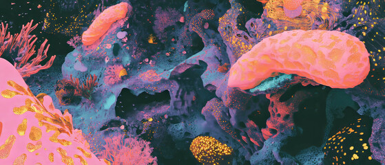 Poster - Exploring vibrant deep sea coral reefs filled with intricate underwater structures