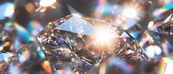 Aufkleber - Sparkling diamonds showcase their brilliant facets and durable texture under light