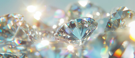 Aufkleber - Sparkling diamonds showcasing brilliant facets and clear textures in a mesmerizing display