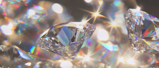 Aufkleber - Brilliance and texture of sparkling diamonds showcasing clear facets and exquisite shine