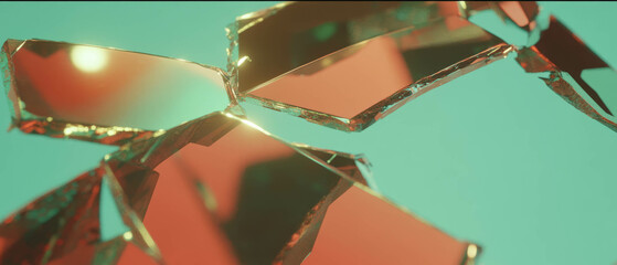 Poster - Reflections in distorted mirrors create surreal visual textures of fragmentation