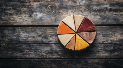 Poster - a creative pie chart with textured segments showing sales data, each slice representing a different 