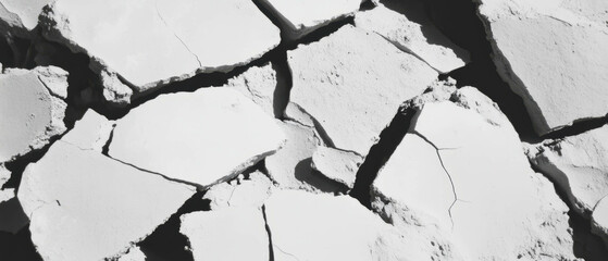 Poster - Dry cracked mud showing geometric patterns on a dusty surface in an arid landscape