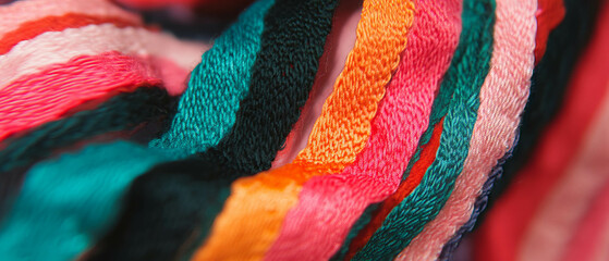 Aufkleber - Crafting with vibrant embroidered ribbons and intricate stitching designs