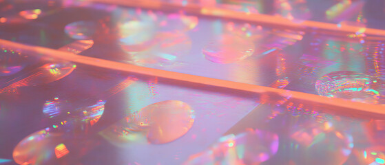 Aufkleber - Intricate patterns of etched aluminum with glowing neon inlays illuminate a vibrant surface