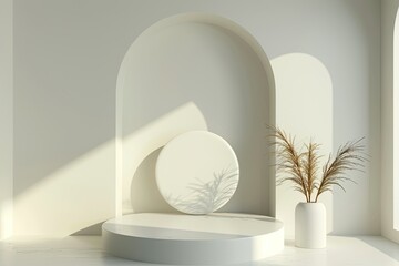 Wall Mural - Detailed Color Image of Podium Display Blank 3D Mockup Rendering