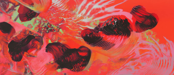 Aufkleber - Pulsating patterns create a dynamic visual rhythm in vibrant, expanding textures