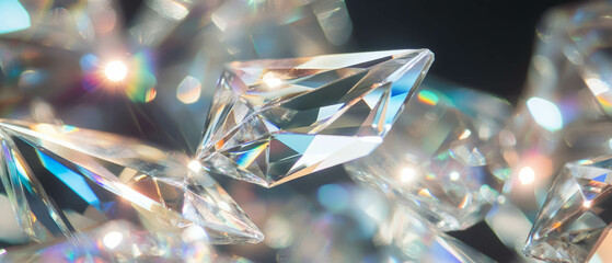 Poster - Sparkling reflections of faceted glass with precise cuts create dazzling light play