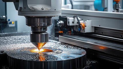 Leinwandbilder - a CNC programmer working inside a manufacturing plant.