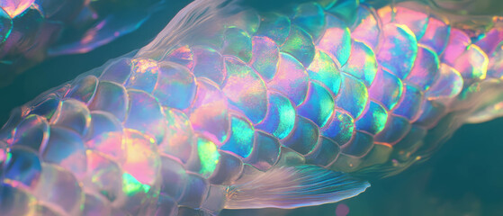 Aufkleber - Captivating iridescent fish scales with intricate overlapping patterns