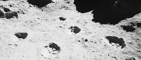 Poster - Unique sandy footprint trails show varied sizes across a barren terrain