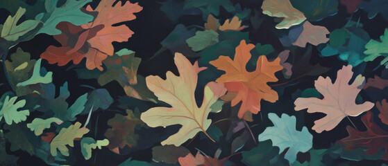 Aufkleber - Texture of forest floor featuring earthy tones and decaying leaves in autumn