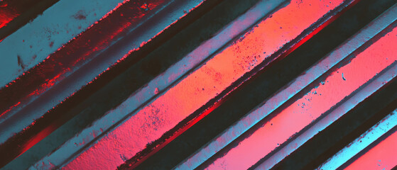 Poster - Exploration of forged aluminum texture with vibrant neon contours and surfaces revealing depth