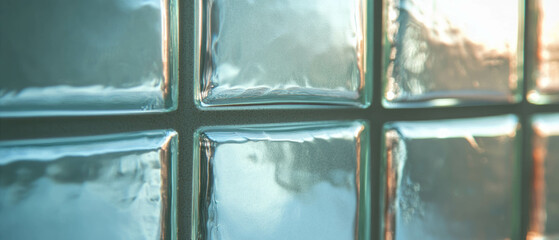 Poster - Textured frost glass bricks creating a unique visual effect in interior design space