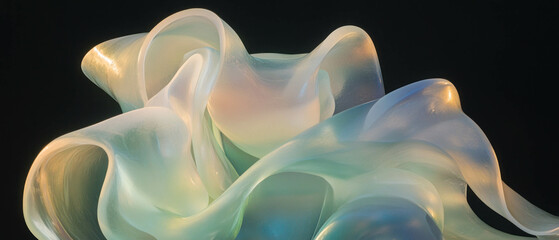 Poster - Frosted glass sculpture showcasing smooth curves and abstract forms in stunning detail