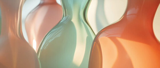 Poster - Frosted glass vases feature smooth curves and subtle colors in elegant display