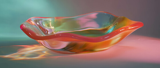 Poster - Fused glass bowl with layered colors and smooth texture enhances modern decor