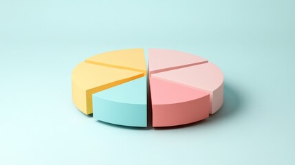 Aufkleber - A minimalistic pie chart with pastel-colored slices representing different budget categories, displayed on a light background with percentages clearly labeled for easy understanding.