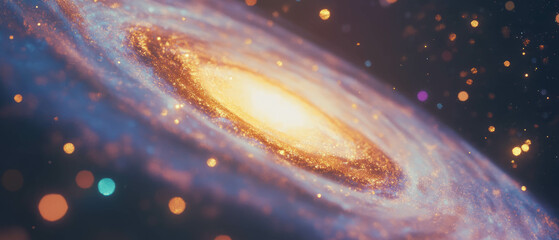 Poster - Swirling galaxy texture with cosmic patterns and glimmering gold highlights