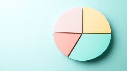 Leinwandbilder - A minimalistic pie chart with pastel-colored slices representing different budget categories, displayed on a light background with percentages clearly labeled for easy understanding.