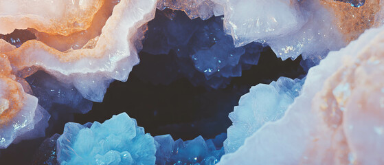 Poster - Exploring the stunning texture and colors of geodes with crystalline interiors