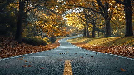 Poster - During the day, the foreground is a road and the background is a park in the city.
