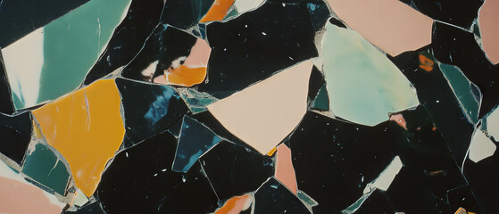 Poster - Fragmented geometric mosaics display vibrant colors and intricate textures
