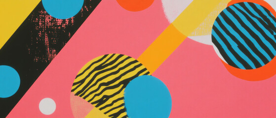 Poster - Vibrant geometric patterns with bold shapes and bright colors for dynamic design