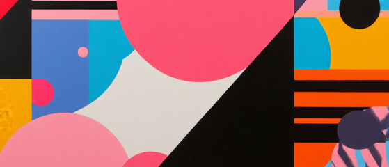 Poster - Vibrant geometric patterns with simple shapes in a colorful abstract design