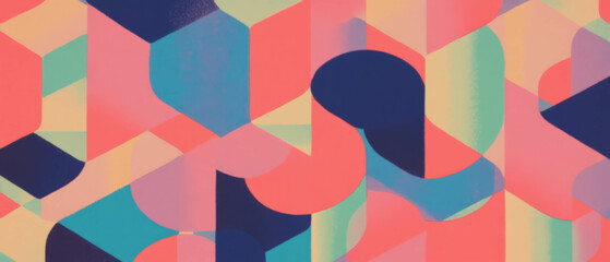 Poster - Exploration of vibrant geometric tessellations and repeating shapes in bold colors