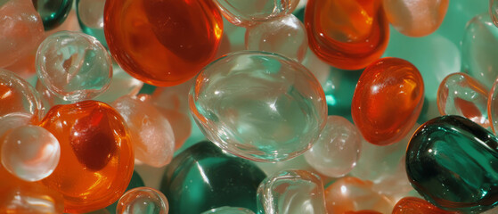 Poster - Varied colorful glass beads with smooth surfaces showcasing intricate textures and designs