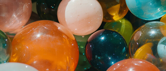 Aufkleber - Vivid display of smooth glass beads showcasing a variety of colors and textures