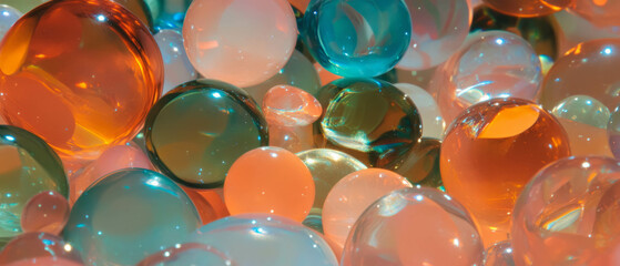 Poster - Discovering the beauty of colorful glass beads with smooth surfaces and varied textures