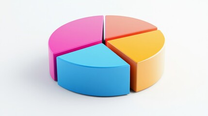 Leinwandbilder - A multi-colored D pie chart in a minimalist style, with sections slightly lifted to show the data split, presented on a clean, white background.