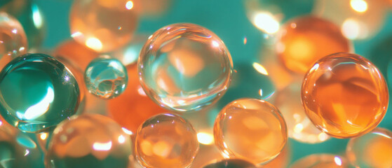Aufkleber - Exploring the vibrant colors and textures of glass beads in various shapes and sizes