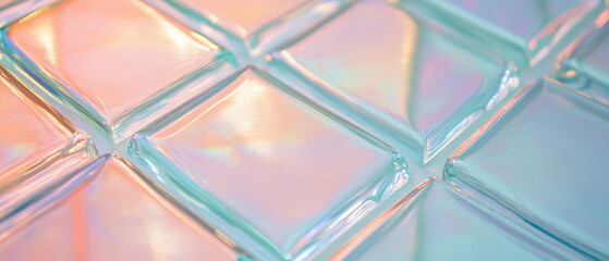 Poster - Translucent glass bricks create a textured surface with smooth reflections