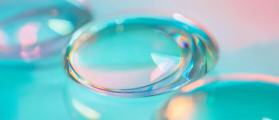 Poster - Magnifying effect and smooth texture of glass lenses under colorful lighting