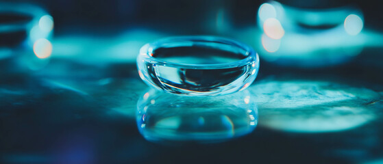 Poster - Magnifying effect and smooth texture of glass lenses in calming blue light