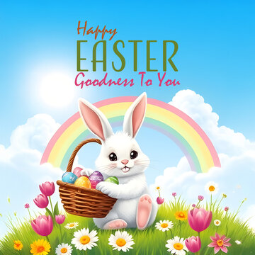Rabbit and easter eggs