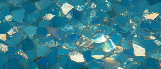 Poster - Intricate patterns of blue glass mosaics showcasing detailed textures