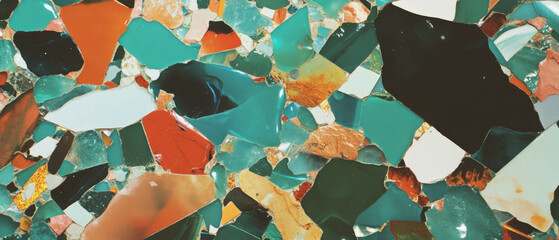 Poster - Intricate patterns of glass mosaics showcasing vibrant colors and textures
