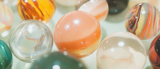 Poster - Colorful glass paperweights showcasing intricate designs and smooth surfaces for decor